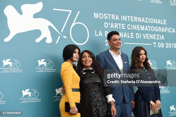 Mila Alzahrani, director Haifaa Al Mansour,Khalid Abdulrhim and Dhay attends "The Perfect Candidate" photocall during the 76th Venice Film Festival...