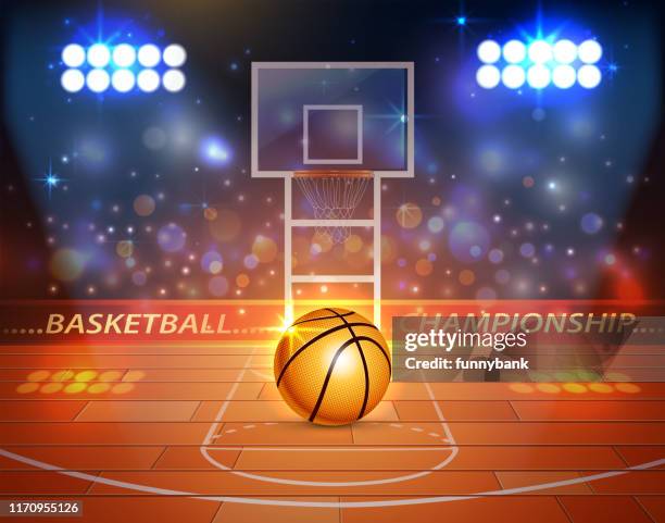 illustrazioni stock, clip art, cartoni animati e icone di tendenza di luce campo da basket - competizione di basket