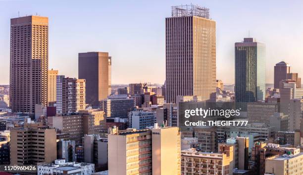 johannesburg stadtzentrum panorama von osten - johannesburg stock-fotos und bilder