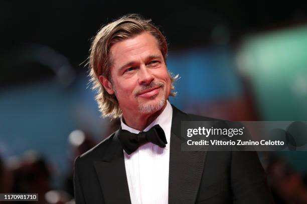 Brad Pitt walks the red carpet ahead of the "Ad Astra" screening during the 76th Venice Film Festival at Sala Grande on August 29, 2019 in Venice,...