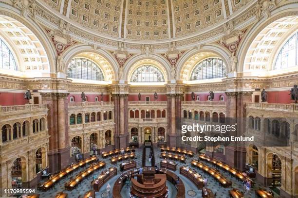 reading room at the library of congress - library of congress interior stock pictures, royalty-free photos & images