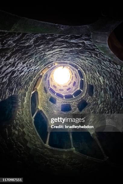 the initiation well on the grounds of quinta da regaleira in sintra, portugal - sintra portugal stock pictures, royalty-free photos & images