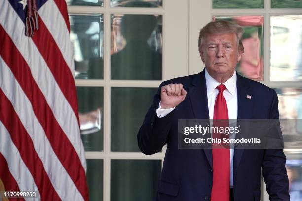 President Donald Trump heads back to the Oval Office after attending an event establishing the U.S. Space Command, the sixth national armed service,...