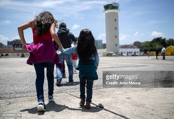 Guatemalan youth arrive on an ICE deportation flight from Brownsville, Texas on August 29, 2019 to Guatemala City. Under a new policy, ICE has...
