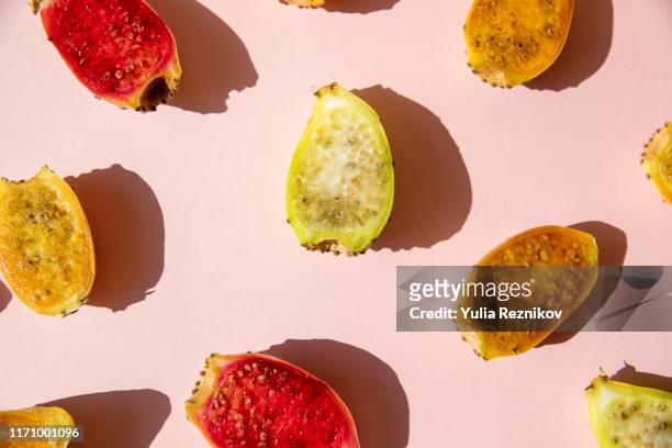 Cactus pear on the pink background
