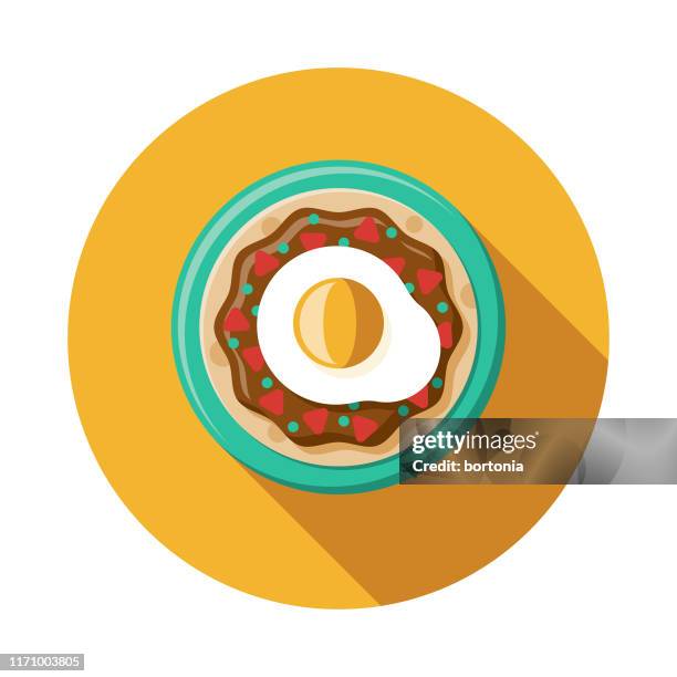 huevos rancheros mexican food icon - huevos rancheros stock illustrations