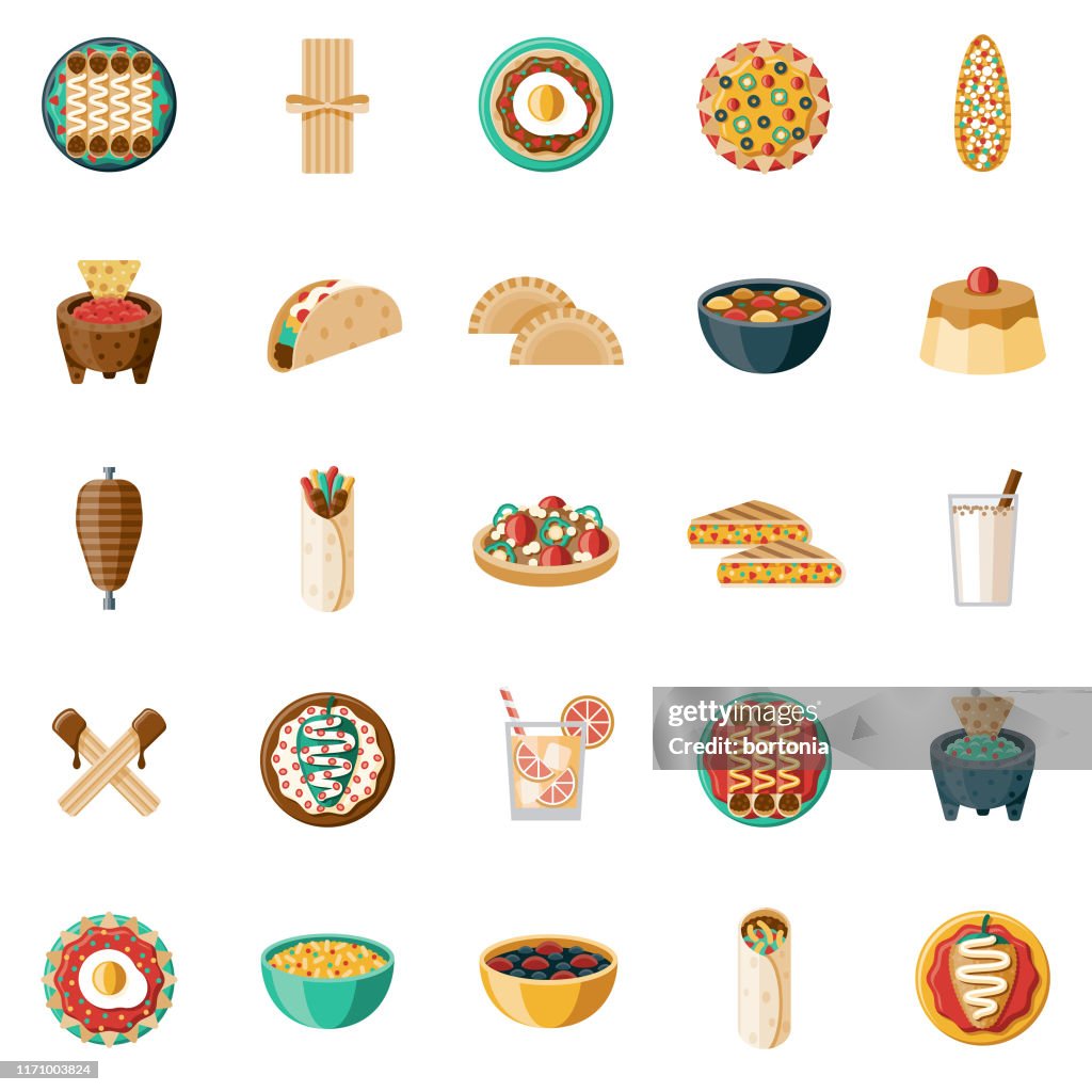Mexican Food and Drink Icon Set