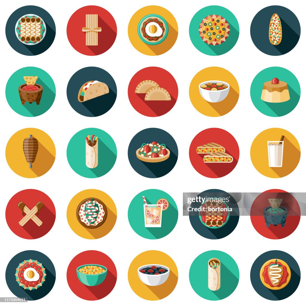 Mexican Food and Drink Icon Set
