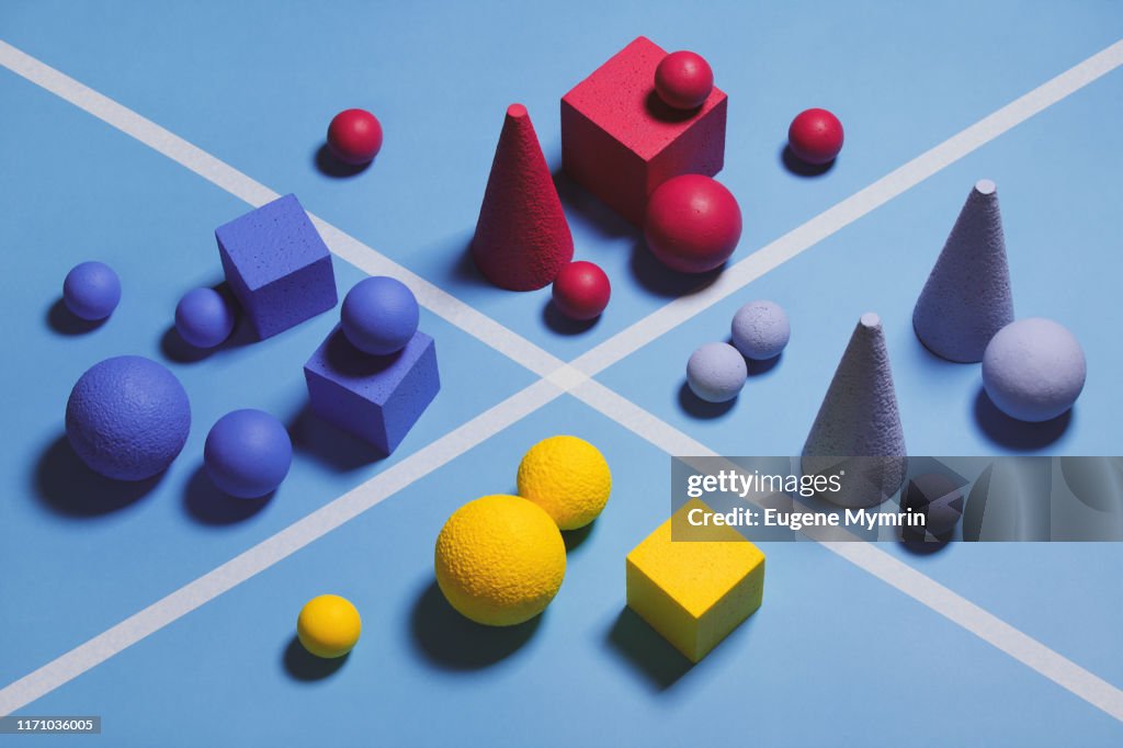Multi Size Object Background Abstract Multicolored Objects On Blue Background High-Res Stock Photo ...