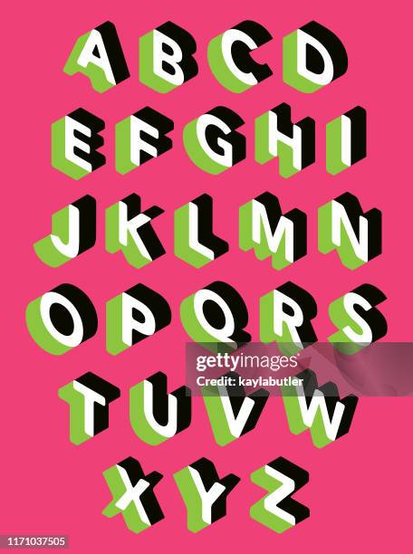 3d alphabet set - isometric-alphabet stock illustrations
