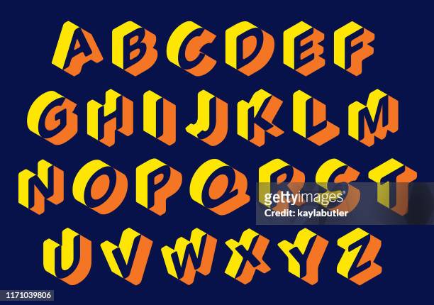 3d alphabet set - modern calligraphy alphabet stock illustrations