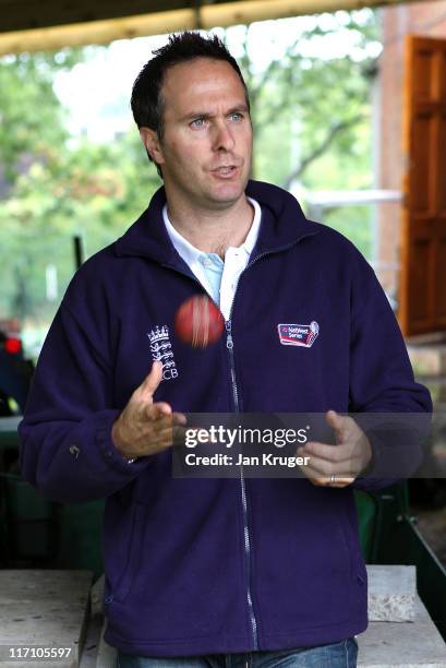 Michael Vaughan, Club Captain of Natwest Cricket Club poses during the NatWest Cricket Club Media Launch at Streatham & Malborough Cricket Club on...