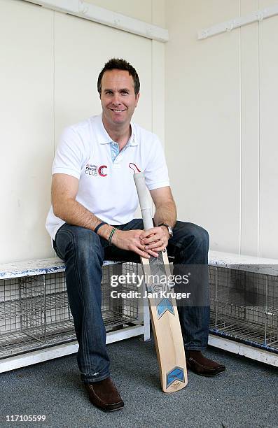 Michael Vaughan, Club Captain of Natwest Cricket Club poses during the NatWest Cricket Club Media Launch at Streatham & Malborough Cricket Club on...