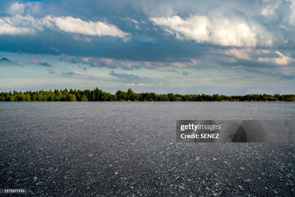 Empty gravel parking lot
