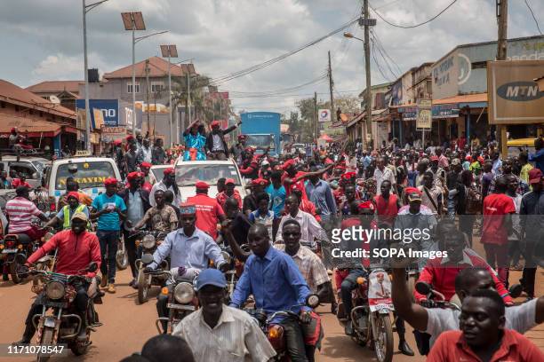 Bobi Wine, aka Robert Kyagulanyi, is being driven through the streets while campaigning in Hoima. Wine aka Robert Kyagulanyi, campaigned in Hoima...