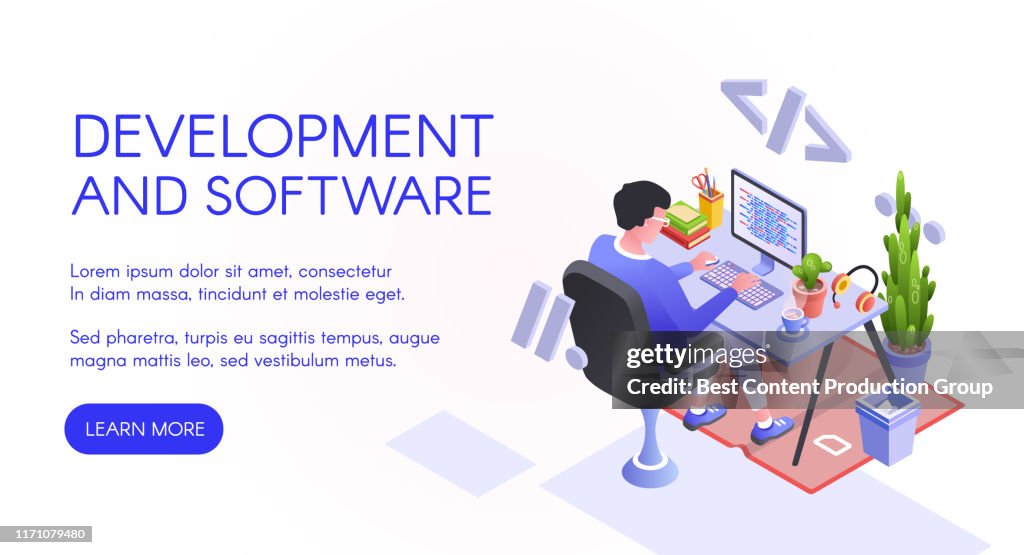 Learning Computer Software Development Computer Software Development Vector Illustration High-Res Vector ...