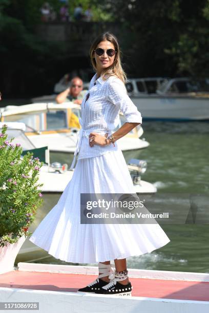 Melissa Satta is seen arriving at the 76th Venice Film Festival on August 30, 2019 in Venice, Italy.