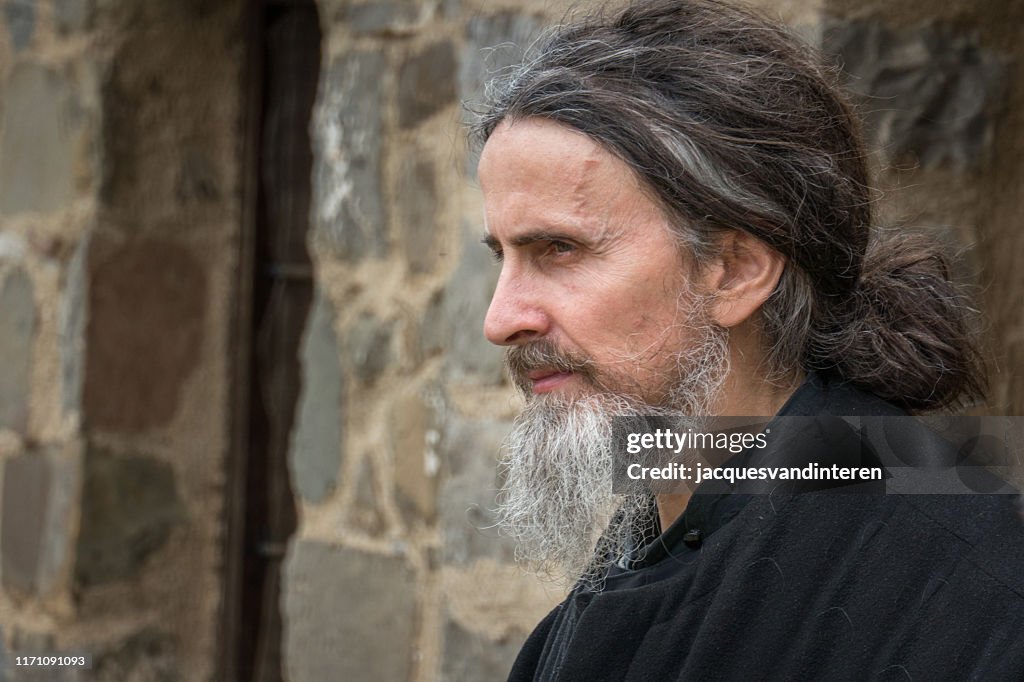 Portret van een monnik van de Grieks-orthodoxe kerk