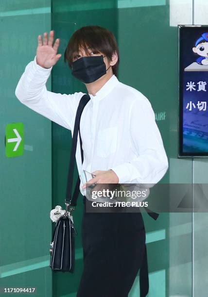 Kim Tae-Hyung of BTS is seen upon departure at Gimpo Airport to go to Osaka on July 04, 2019 in Seoul, South Korea.