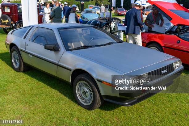 DeLorean DMC-12 classic sports car on display at the 2019 Concours d'Elegance at palace Soestdijk on August 25, 2019 in Baarn, Netherlands. The...