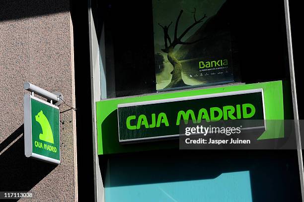 Bank sign on June 22, 2011 in Madrid, Spain. Eurozone finance ministers are currently seeking to find a solution to Greece's pressing debt problems,...