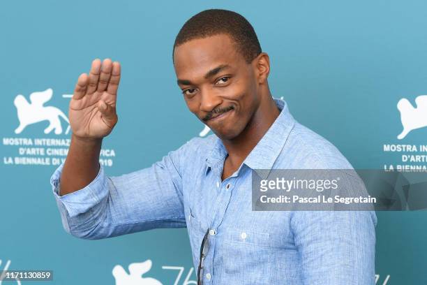 Anthony Mackie attends "Seberg" photocall during the 76th Venice Film Festival at Sala Grande on August 30, 2019 in Venice, Italy.