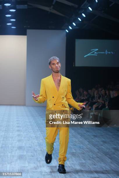 Stan Walker showcases designs on the runway during the Zambesi: 40 Years of Fashion show during New Zealand Fashion Weekend 2019 on August 30, 2019...