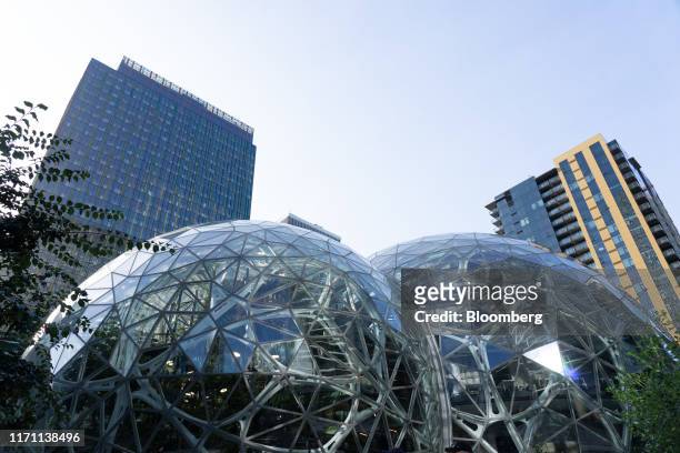 Amazon.com Inc. Spheres stand at the company's headquarters in Seattle, Washington, U.S., on Wednesday, Sept. 25, 2019. Amazon.com Inc. Defended the...