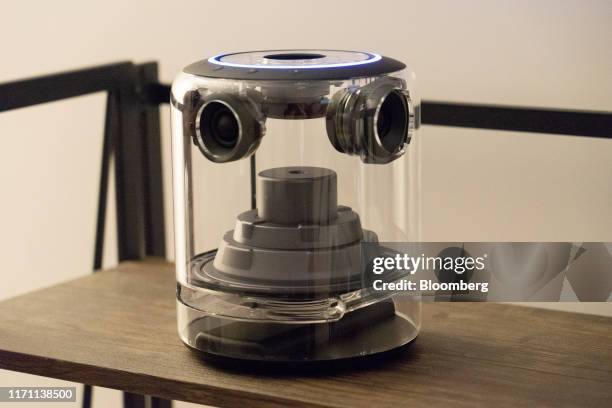 Transparent model of an Amazon.com Inc. Echo Studio device is displayed during an unveiling event at the company's headquarters in Seattle,...