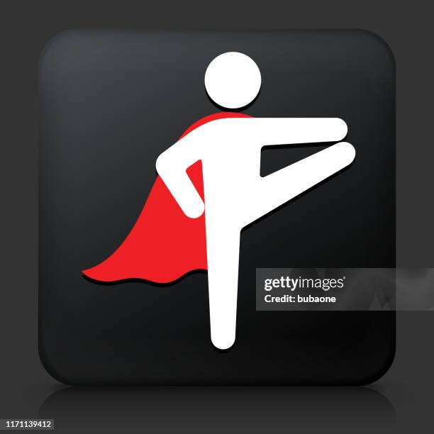 superhero with cape stretching icon - superman exercise stock illustrations