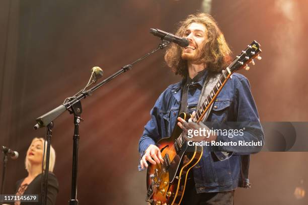 Hozier performs on stage at Usher Hall on September 25, 2019 in Edinburgh, Scotland.