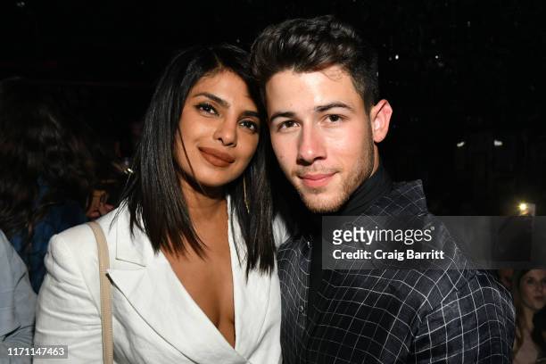 Priyanka Chopra and Nick Jonas attend the John Varvatos Villa One Tequila Launch Party at John Varvatos Bowery on August 29, 2019 in New York City.