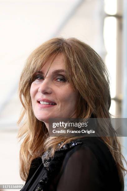 Emmanuelle Seigner attends "J'Accuse" photocall during the 76th Venice Film Festival at Sala Grande on August 30, 2019 in Venice, Italy.