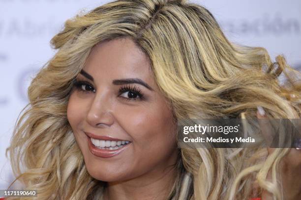 Aleida Nunez smiles during the anniversary of 'Salud y Belleza' Show on August 30, 2019 in Mexico City, Mexico.