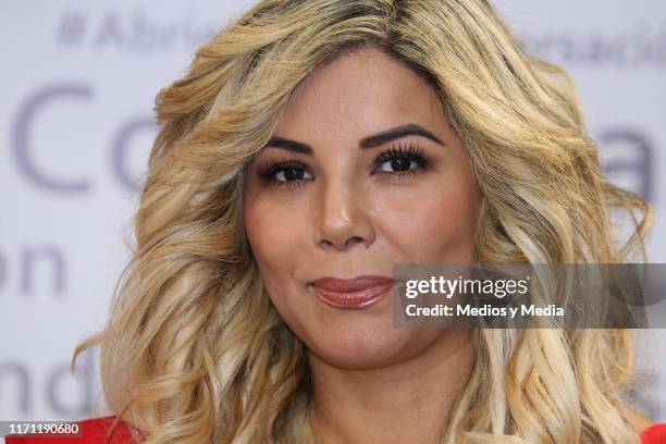 Aleida Nunez poses for photos during the anniversary of 'Salud y Belleza' Show on August 30, 2019 in Mexico City, Mexico.