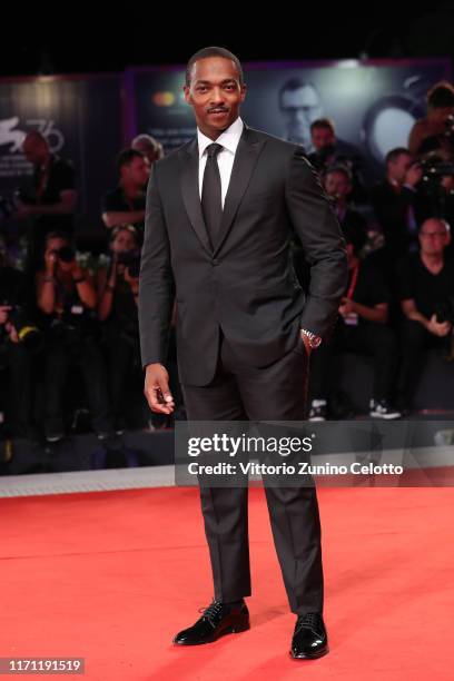 Anthony Mackie walks the red carpet ahead of the "Seberg" screening during the 76th Venice Film Festival at Sala Grande on August 30, 2019 in Venice,...