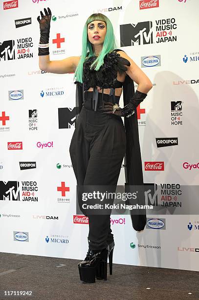 Lady Gaga attends the MTV Video Music Aid Japan Press Conference at Billboard Live Tokyo on June 23, 2011 in Tokyo, Japan.