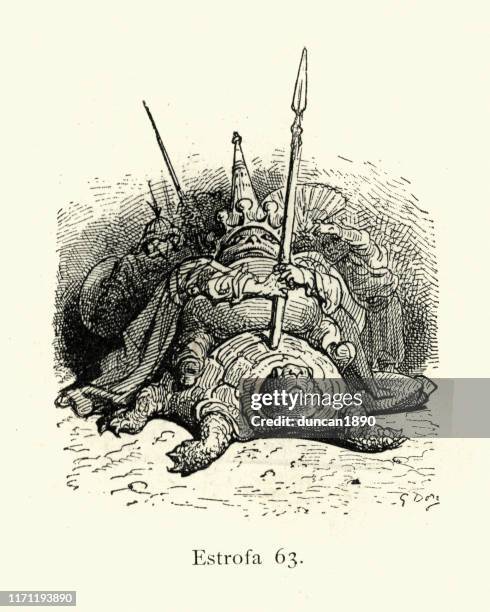 ilustrações de stock, clip art, desenhos animados e ícones de mythical toad goblin warrior monster riding tortoise - orc