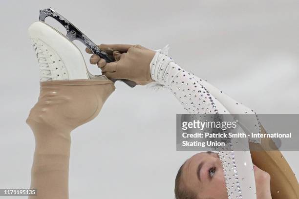 Beverly Wooden of Azerbaijan performs in the Junior Ladies Short Program during Day 2 of the ISU Junior Grand Prix of Figure Skating at Herb Brooks...