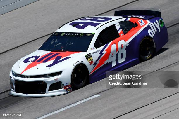 Jimmie Johnson, driver of the Ally Throwback Chevrolet, practices for the Monster Energy NASCAR Cup Series Bojangles' Southern 500 at Darlington...