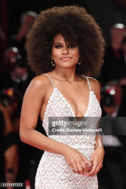 Zazie Beetz walks the red carpet ahead of the "Seberg" screening during the 76th Venice Film Festival at Sala Grande on August 30, 2019 in Venice,...