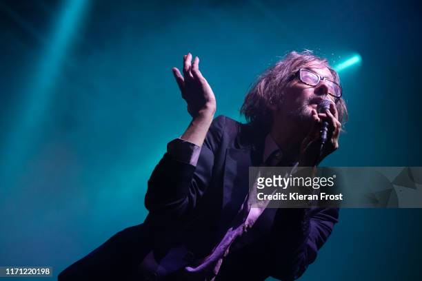 Jarvis Cocker of Jarvis Cocker presents Jarv Is performs on stage during the Electric Picnic Music Festival 2019 at Stradbally Hall Estate on August...