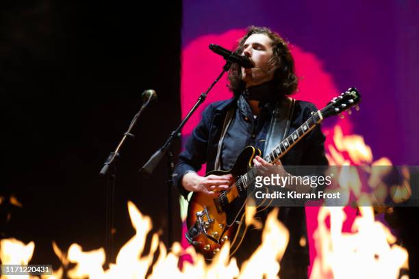 Andrew Hozier-Byrne aka Hozier performs on stage during Electric Picnic Music Festival 2019 at Stradbally Hall Estate on August 30, 2019 in...