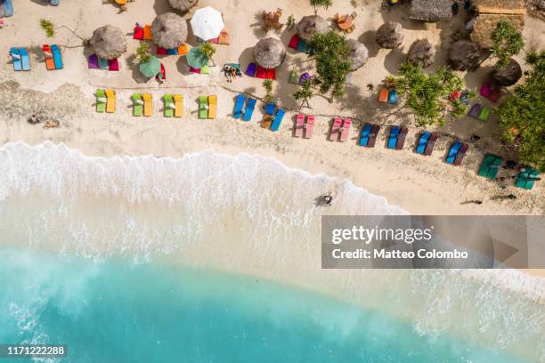 overhead view of beach, nusa penida, bali, indonesia - bali stock pictures, royalty-free photos & images