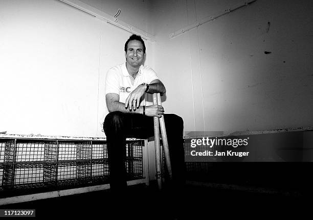 Michael Vaughan, Club Captain of Natwest Cricket Club poses during the NatWest Cricket Club Media Launch at Streatham & Malborough Cricket Club on...