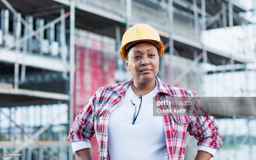 African-American woman working at construction site