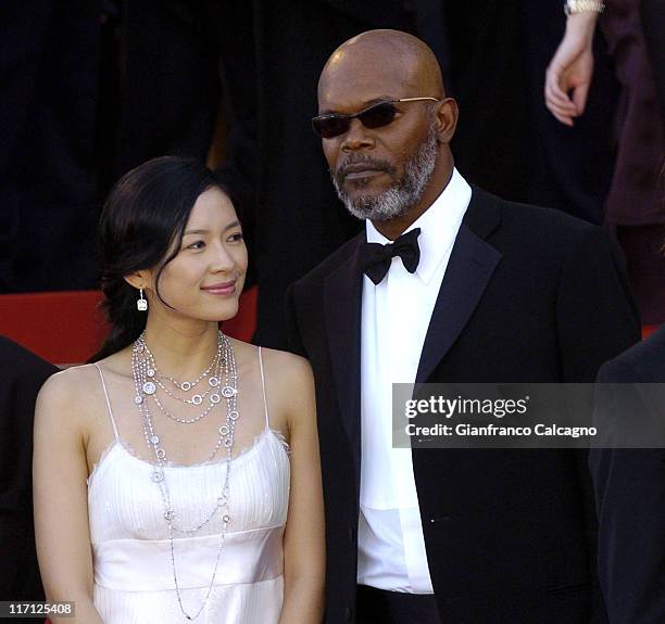 Ziyi Zhang and Samuel L. Jackson during 2006 Cannes Film Festival - Marie Antoinette Premiere at Palais des Festival in Cannes, France.