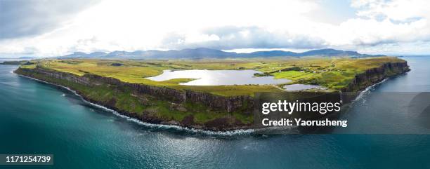 mealt waterfall on the isle of skye coast ,scotland,uk - basalt stock pictures, royalty-free photos & images