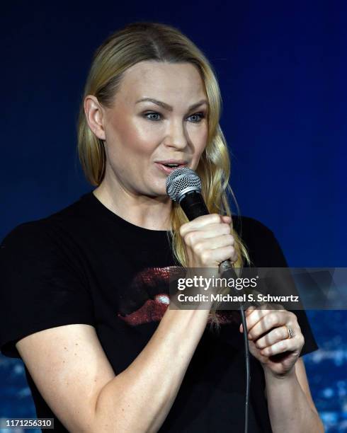 Comedian Irina Voronina performs during her appearance at The Ice House Comedy Club on August 30, 2019 in Pasadena, California.