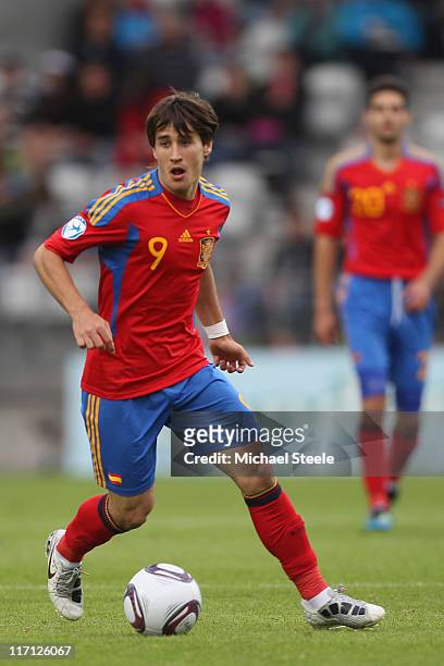 Bojan Krkic of Spain during the UEFA European Under-21 Championship semi-final match between Belarus and Spain at the Viborg Stadium on June 22, 2011...